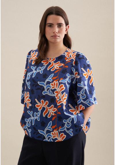 Блузка-рубашка с коротким рукавом и круглым вырезом с принтом