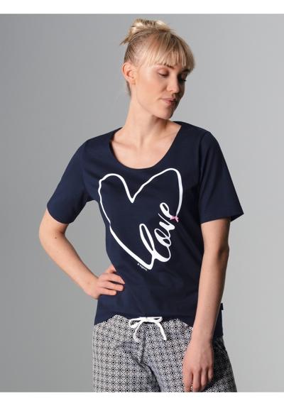 Пижамный топ TRIGEMA T-Shirt mit großem Herz-Motiv