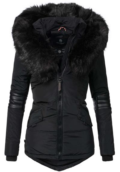 Зимняя куртка с капюшоном, элегантная стеганая куртка с черным воротником из искусственного меха
