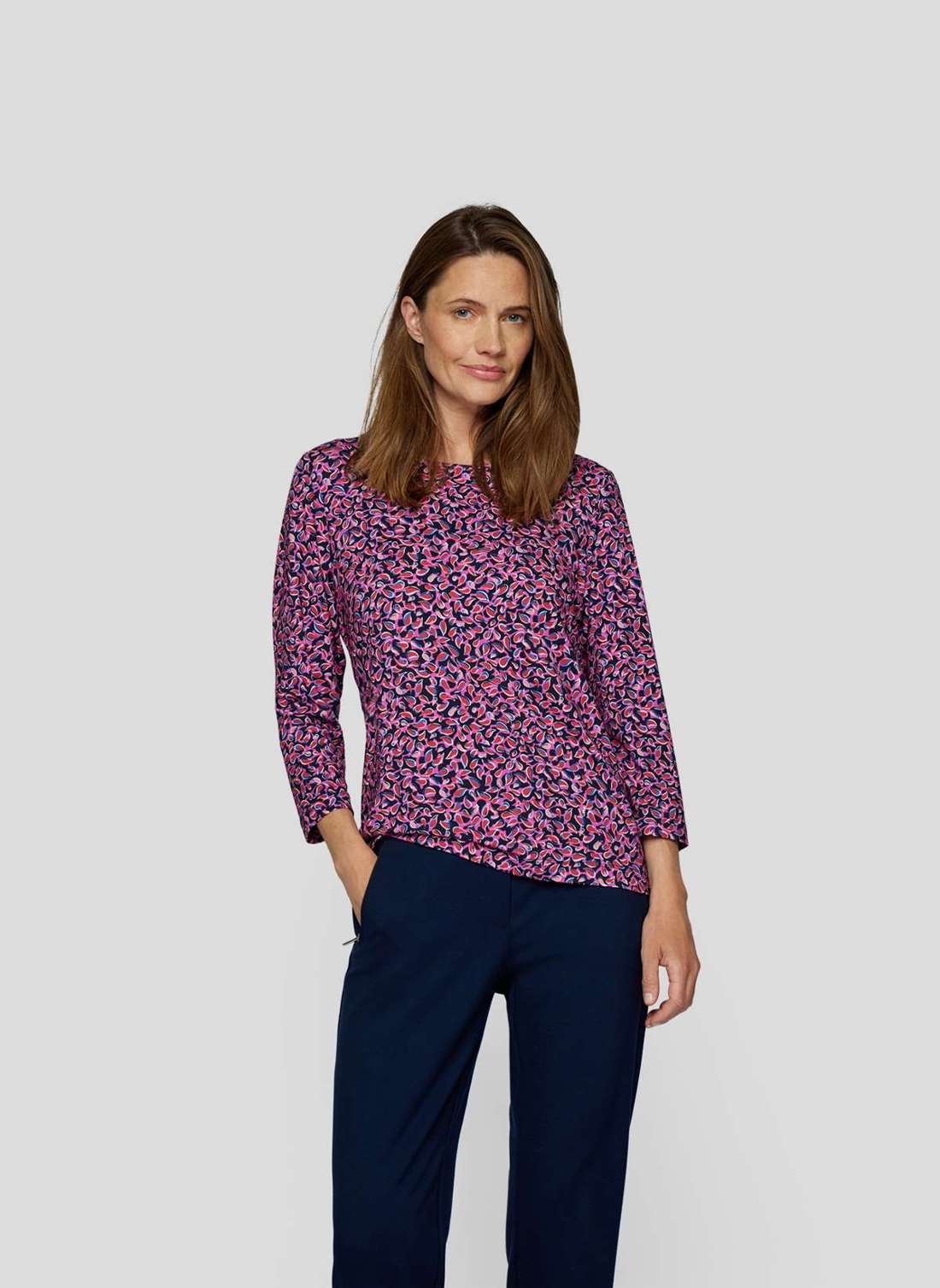 Рубашка с принтом Elegantes Shirt mit farbenfrohem Blätter-Design