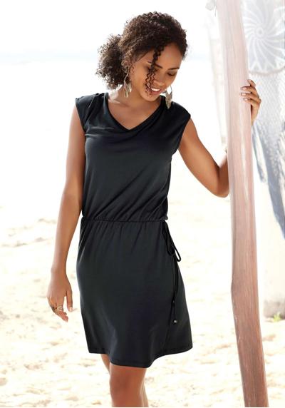 Платье из джерси, с декоративной лентой на спине, короткое летнее платье, пляжное платье, базовое.