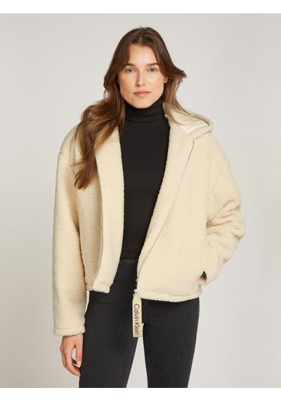 Плюшевая куртка с капюшоном с надписью-логотипом SHERPA JACKET