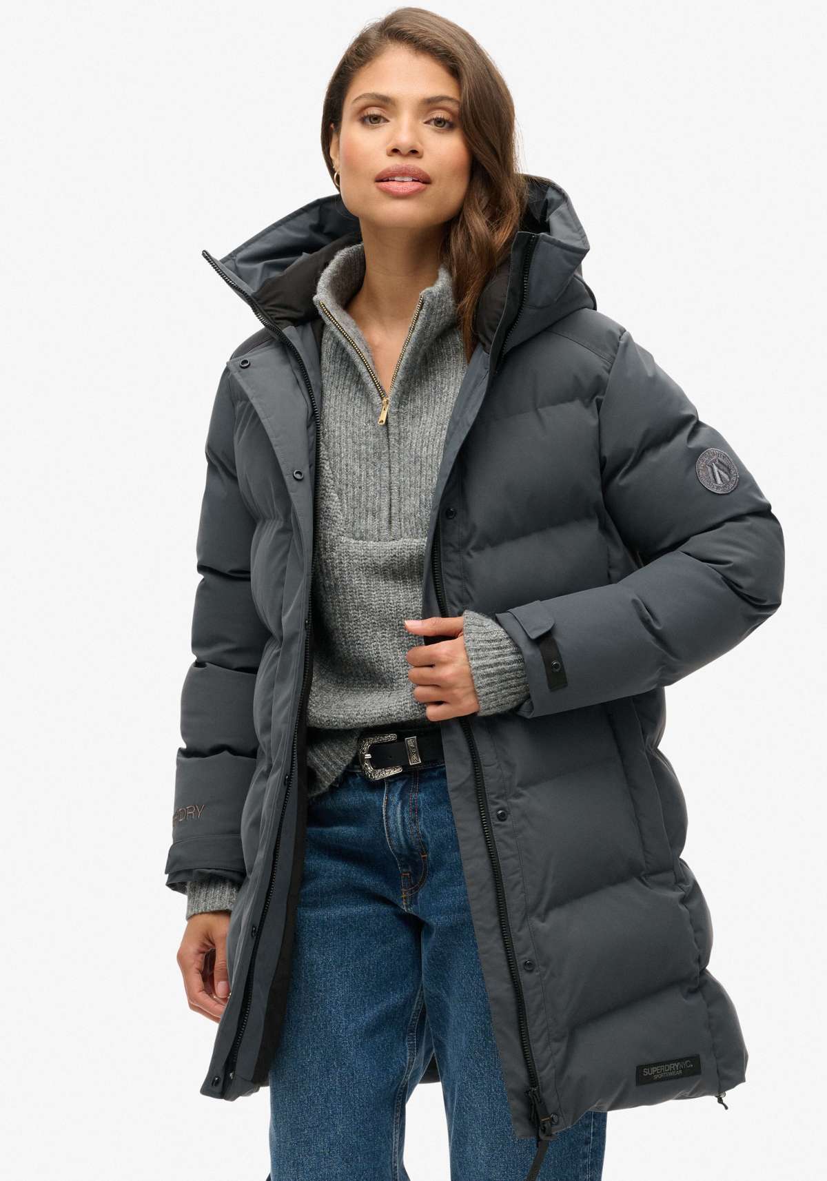 Стеганая куртка с капюшоном CITY MID LENGTH PADDED JACKET