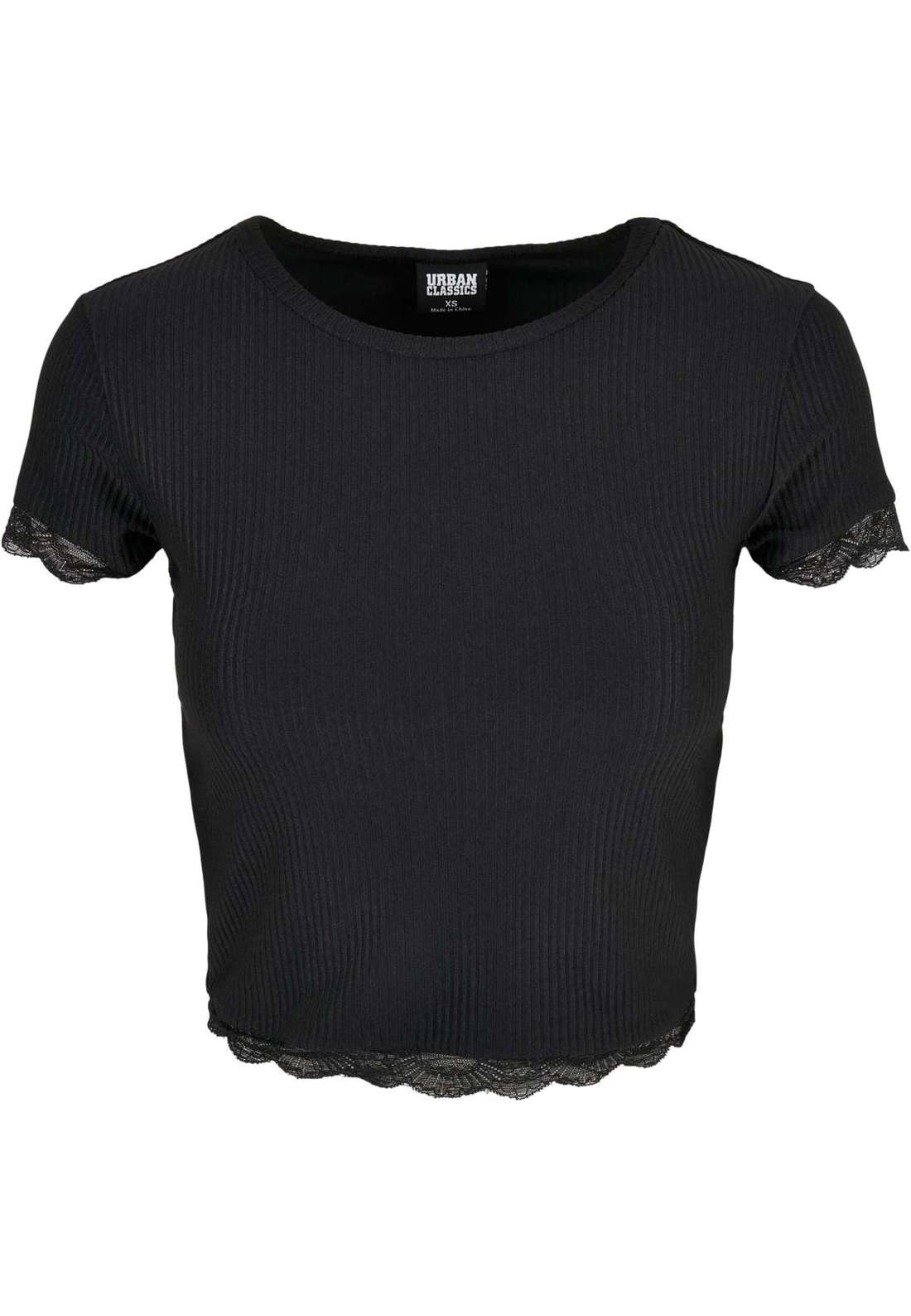 футболка Urban Classics Damen Ladies Cropped Lace Hem Tee