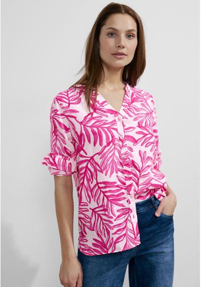 Блузка-рубашка с принтом в виде листьев