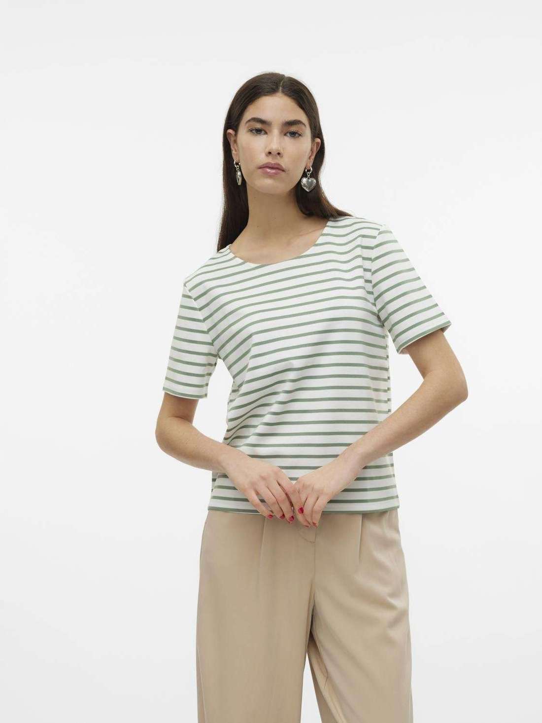 рубашка с круглым вырезом VMABBY SS ZIP TOP JRS NOOS