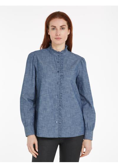 Блузка-рубашка с рюшами CHAMBRAY RUFFLE RELAXED SHIRT