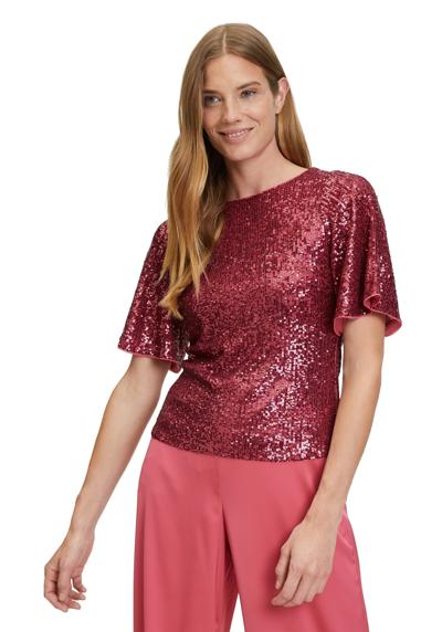 Рубашка с коротким рукавом Pailletten-Top mit Flügelärmeln