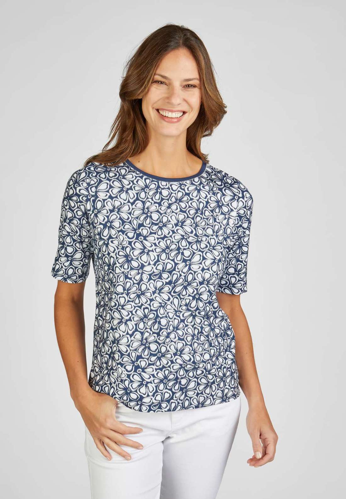 Рубашка с принтом T-Shirt blau gemustert