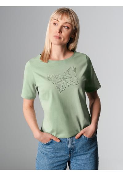 футболка TRIGEMA T-Shirt mit Schmetterling aus Strasssteinen