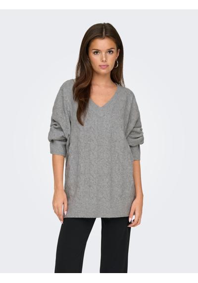 свитер косой вязки с V-образным вырезом ONLJEANETT LIFE L/S CABLE V-NECK CC KNT