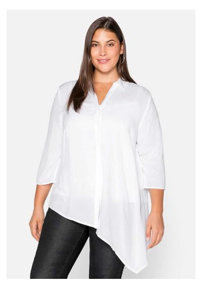 Блузка-рубашка с асимметричным заостренным подолом