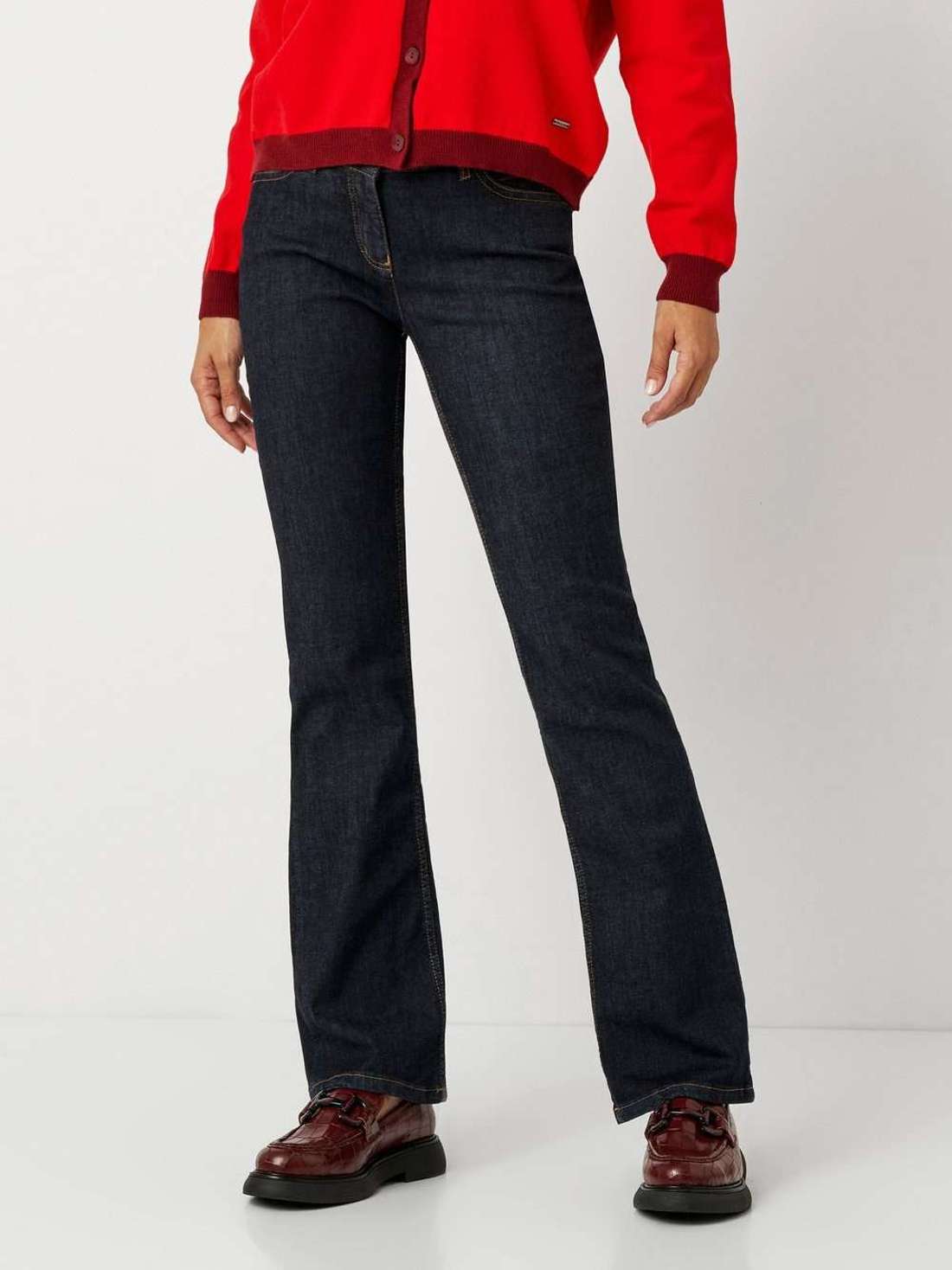 Брюки с 5 карманами и контрастной строчкой Perfect Shape Bootcut