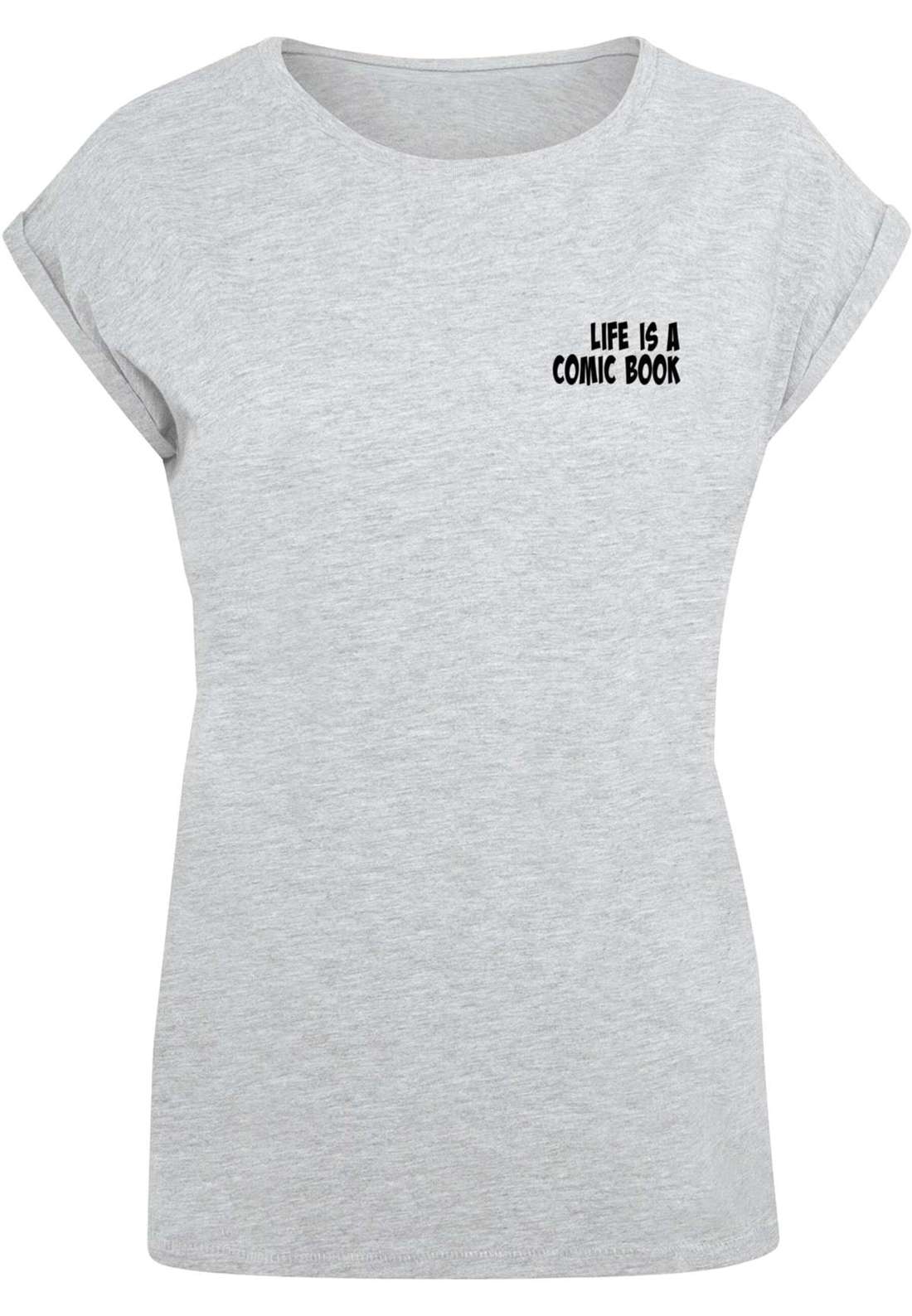 футболка Damen Ladies Book Comic Extended Shoulder Tee