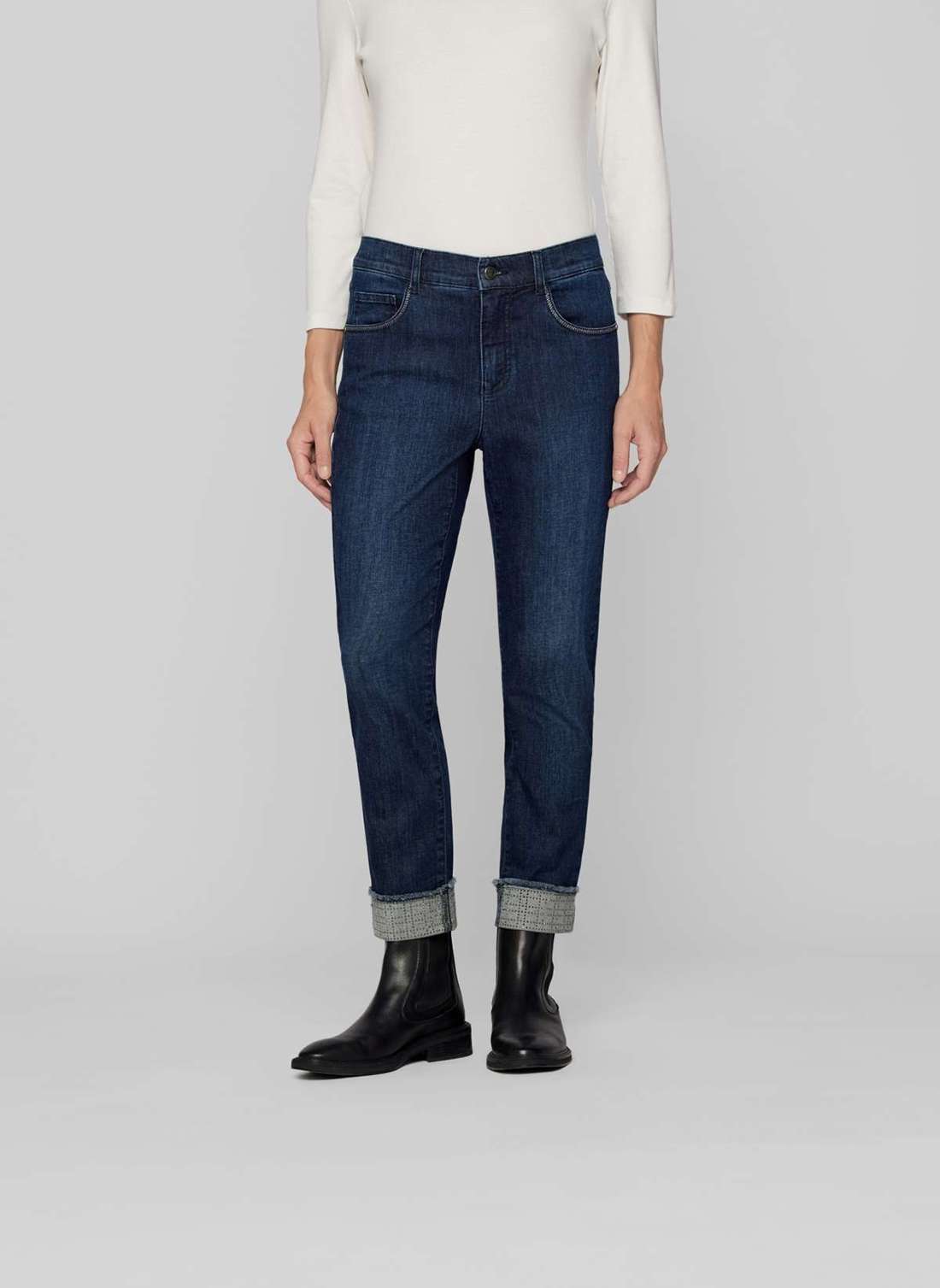 Брюки из джерси 7/8-Jeans mit Umschlag