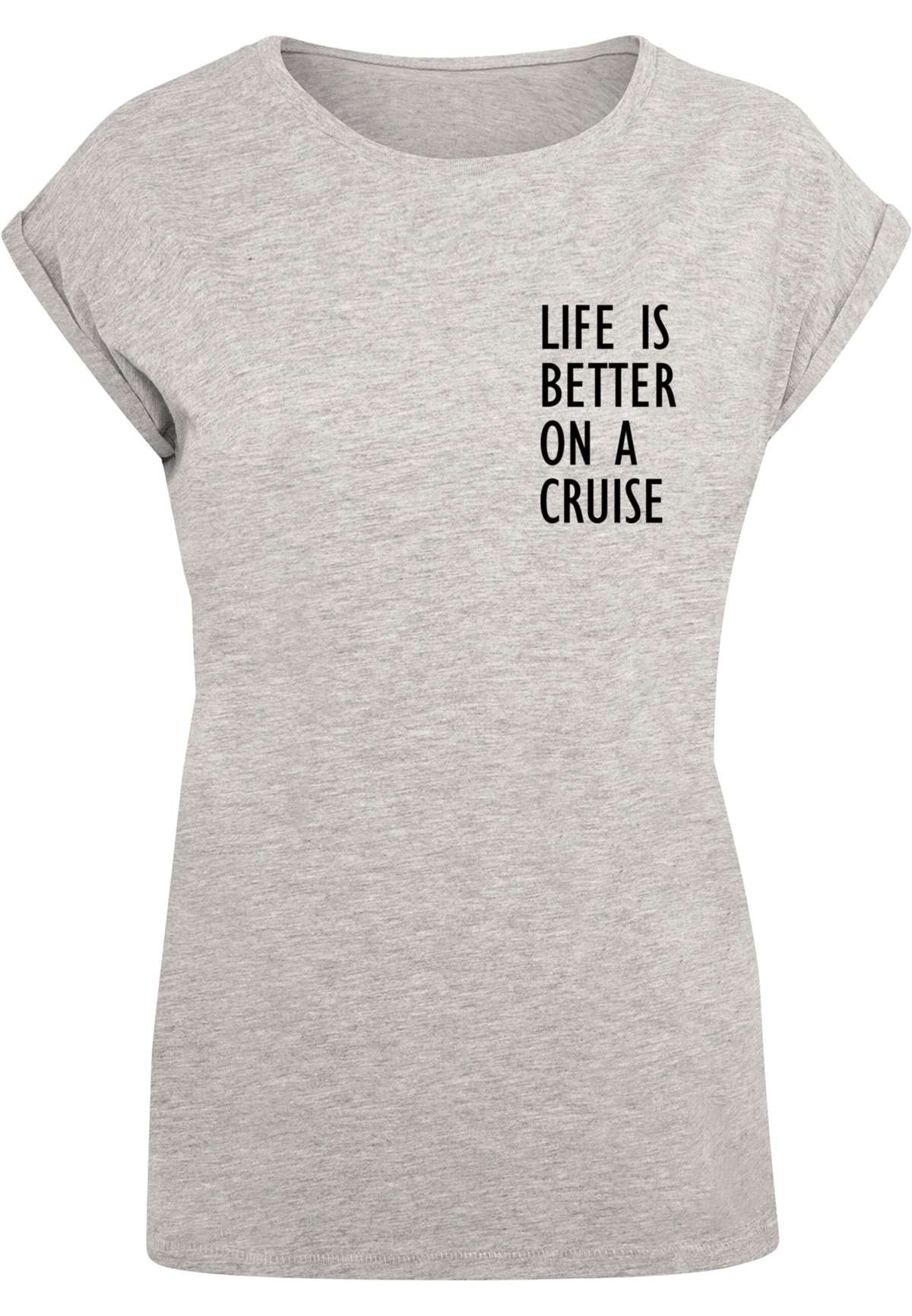 футболка Damen Ladies Life Is Better Extended Shoulder Tee