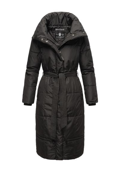 Стеганое пальто, стильное женское зимнее пальто с поясом.