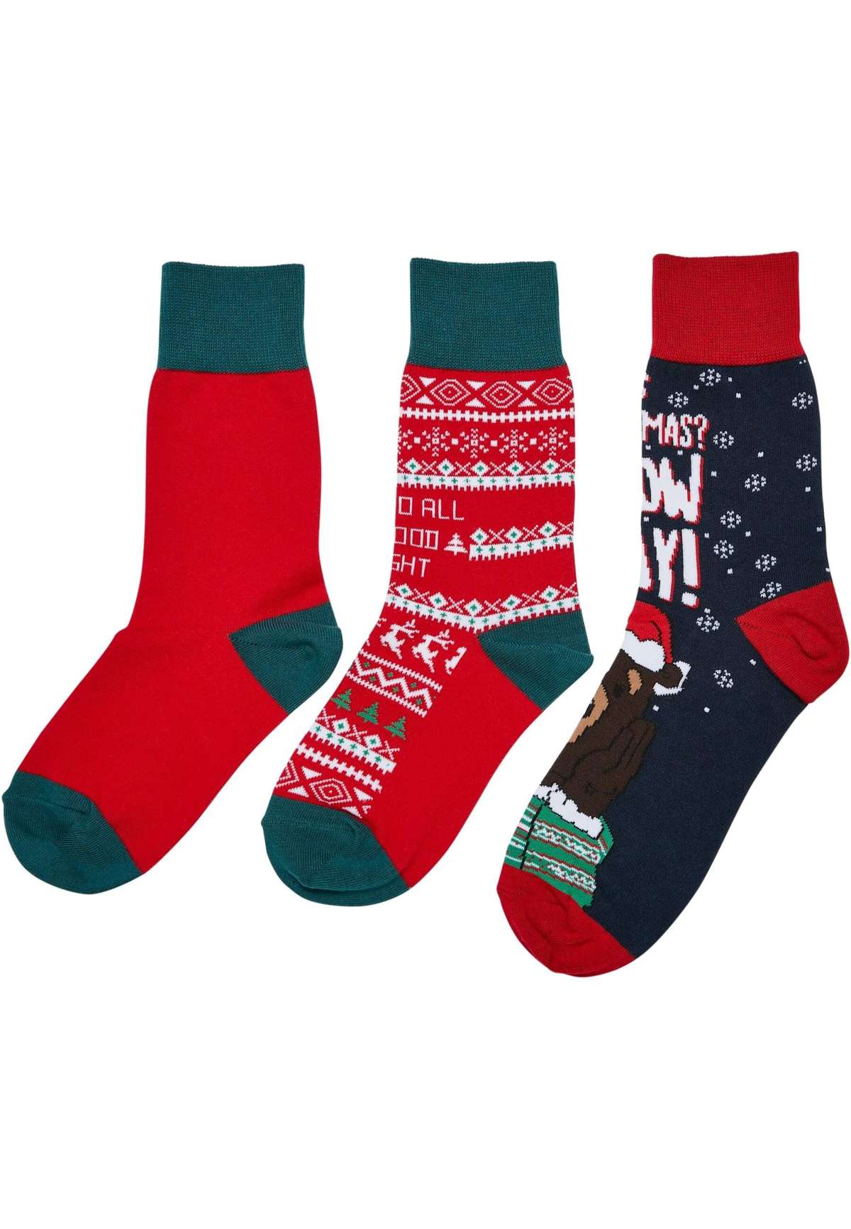 Базовые носки Urban Classics Unisex Christmas Bear Socks Kids 3-Pack