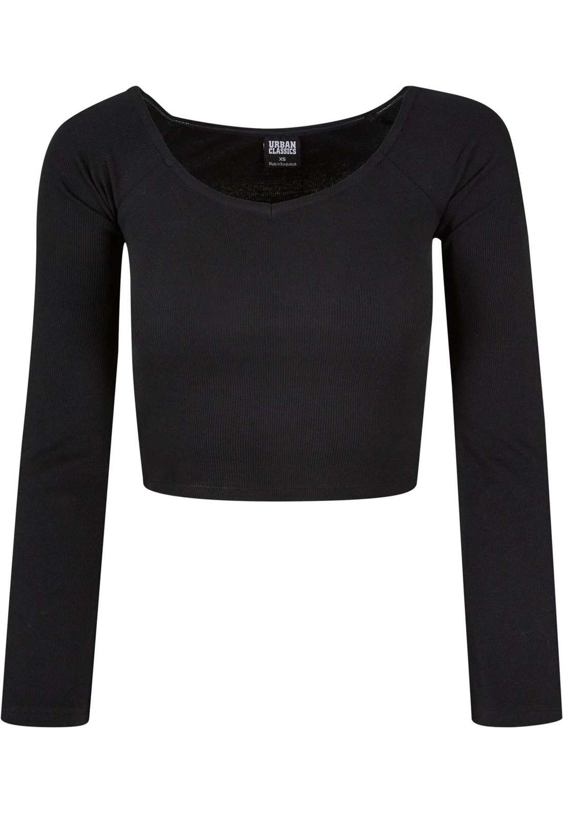 Рубашка с длинным рукавом Urban Classics Damen Ladies Short Rib Wide V-Neck Longsleeve