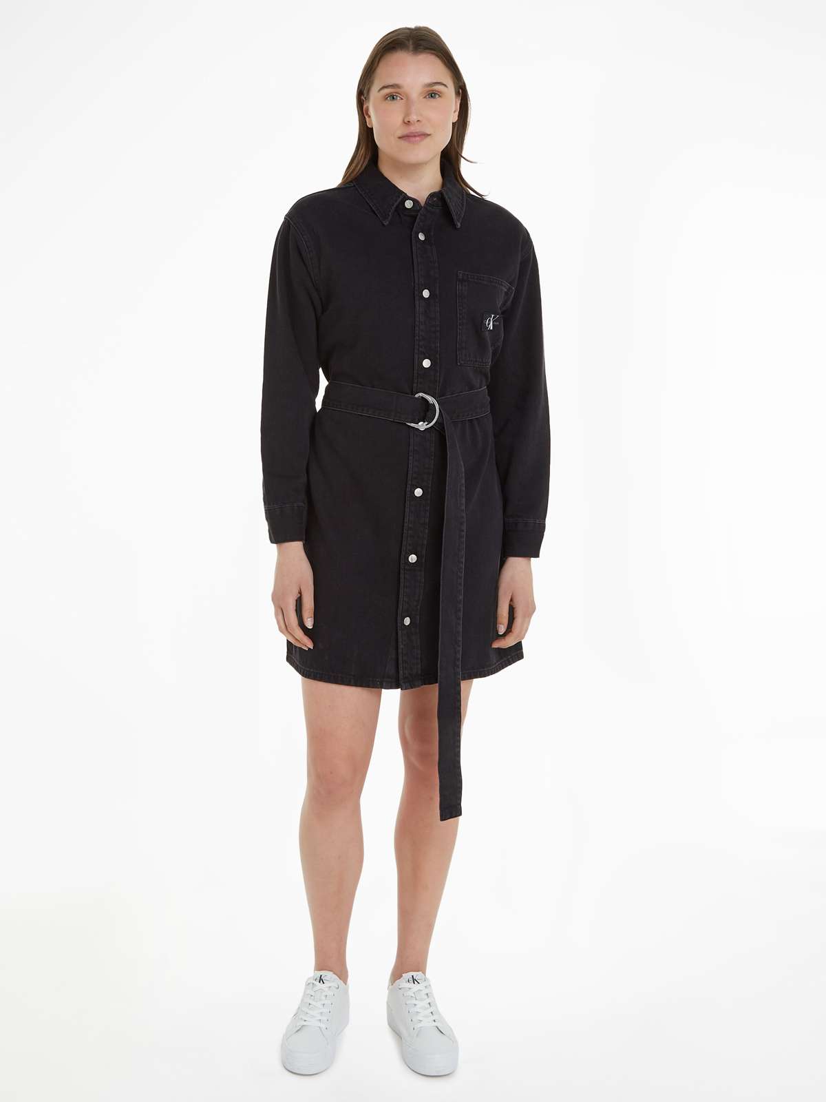 Джинсовое платье BELTED UTILITY DENIM SHIRT DRESS