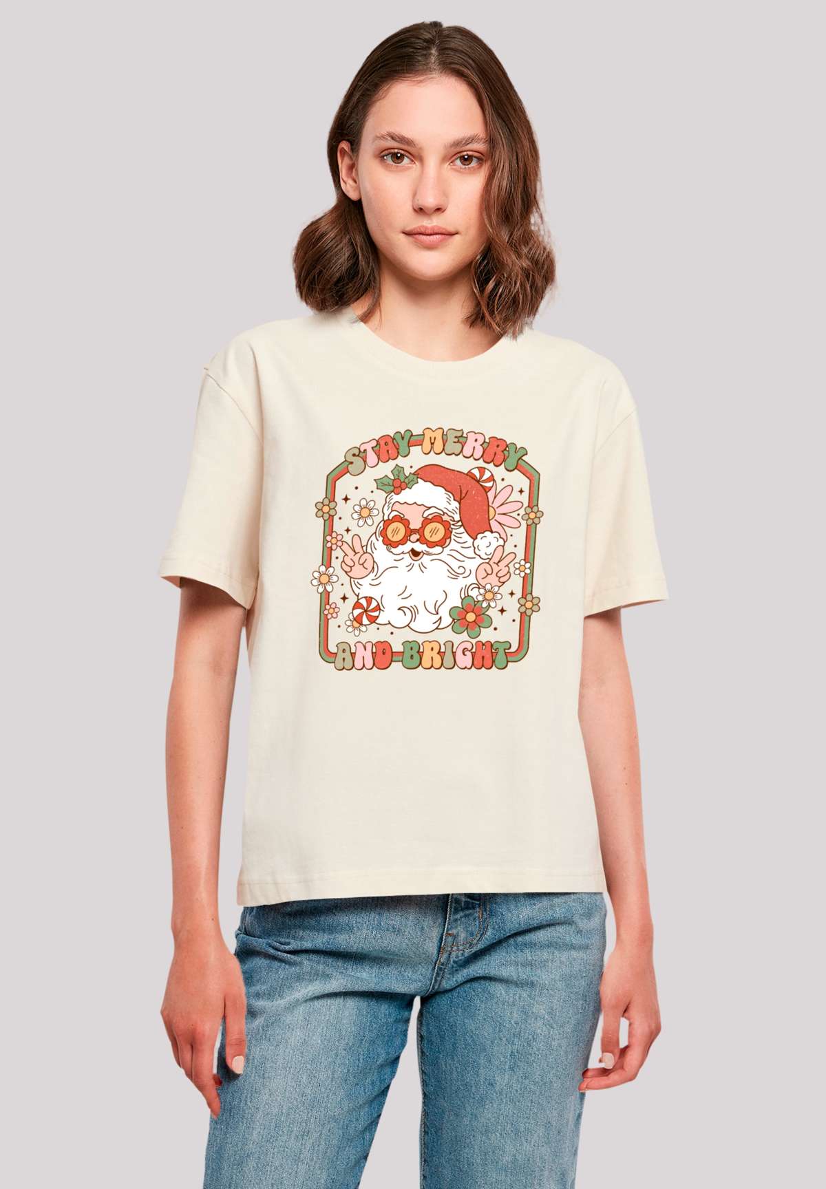 футболка »Stay Merry And Bright Hippie Santa«