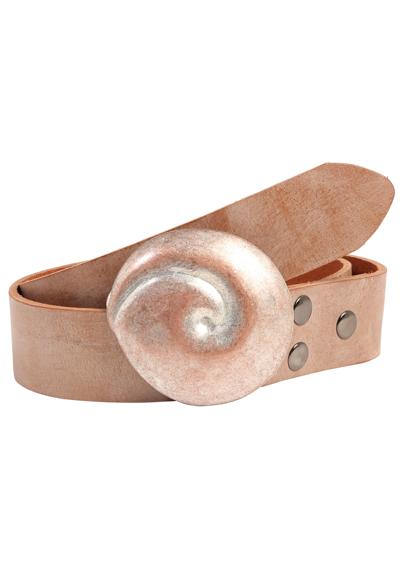 Кожаный ремень со сменной застежкой. Muschel Rund Rosé