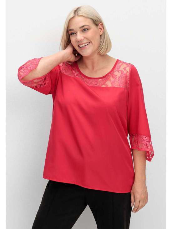 Туника с кружевом и рукавами-трубами Große Größen
