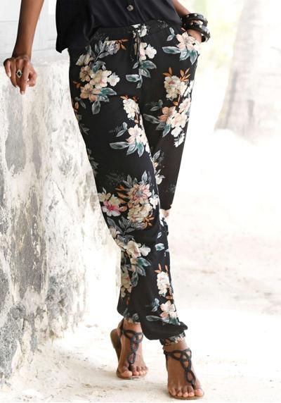 Пляжные брюки с цветочным принтом и карманами, трикотажные брюки, летние брюки.