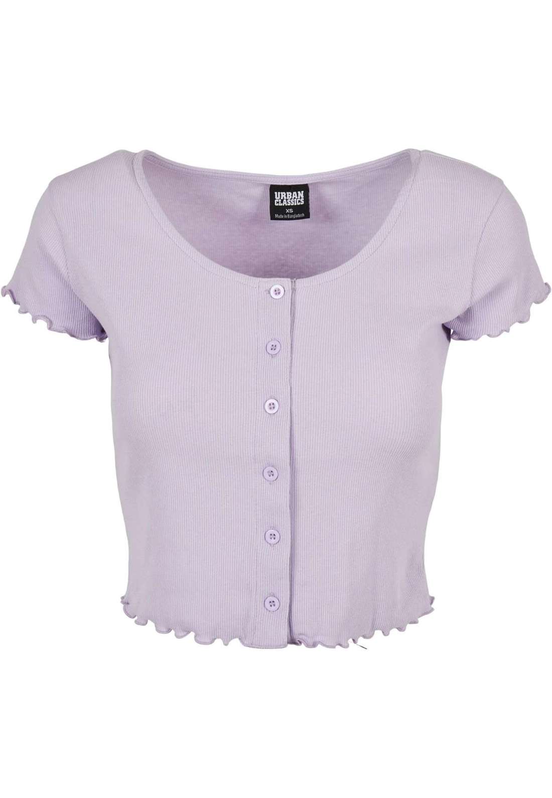 Рубашка с коротким рукавом Urban Classics Damen Ladies Cropped Button Up Rib Tee