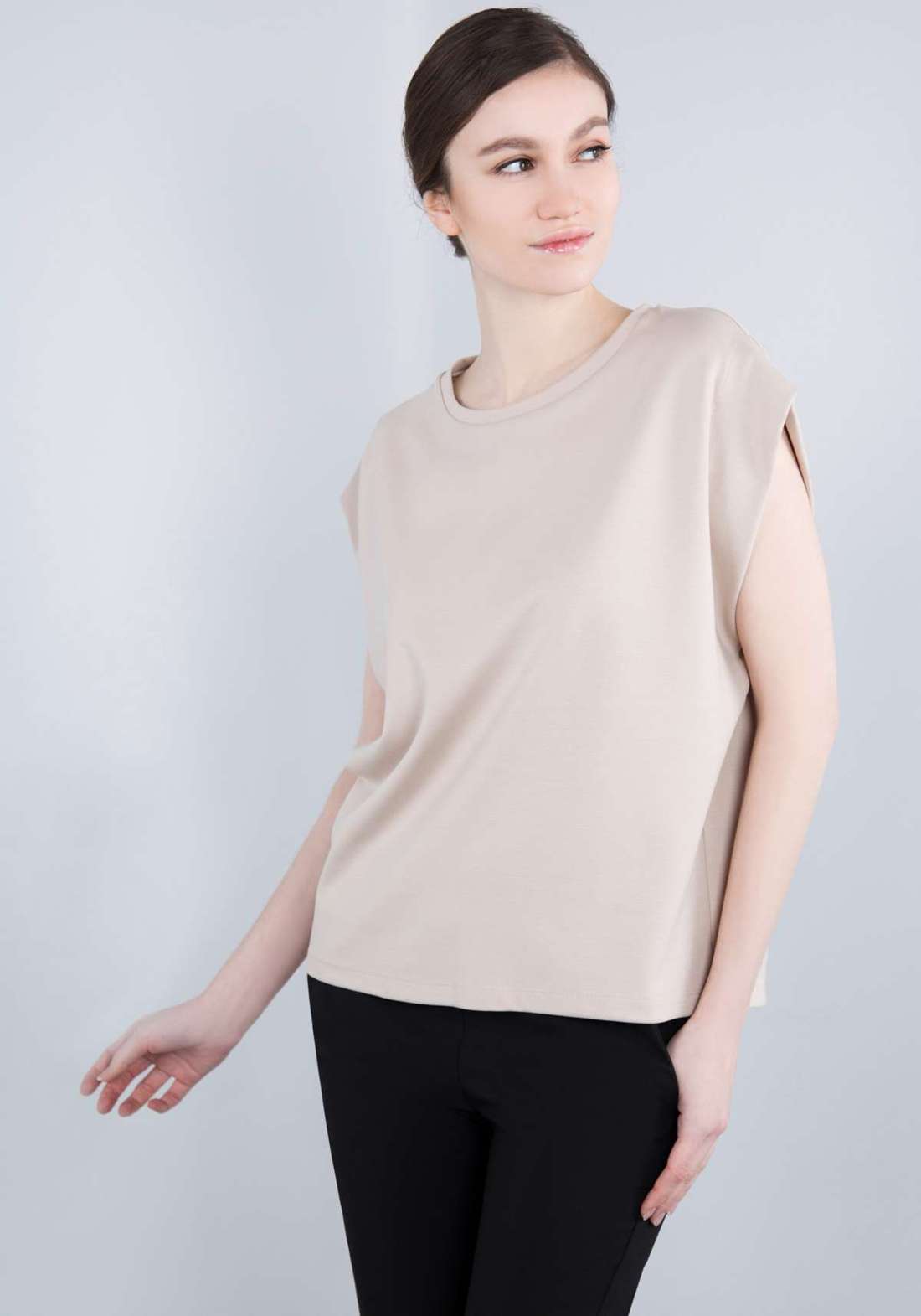 футболка Ärmelloses `Punto Milano` Shirt mit eingeschlagen Armlochdetail