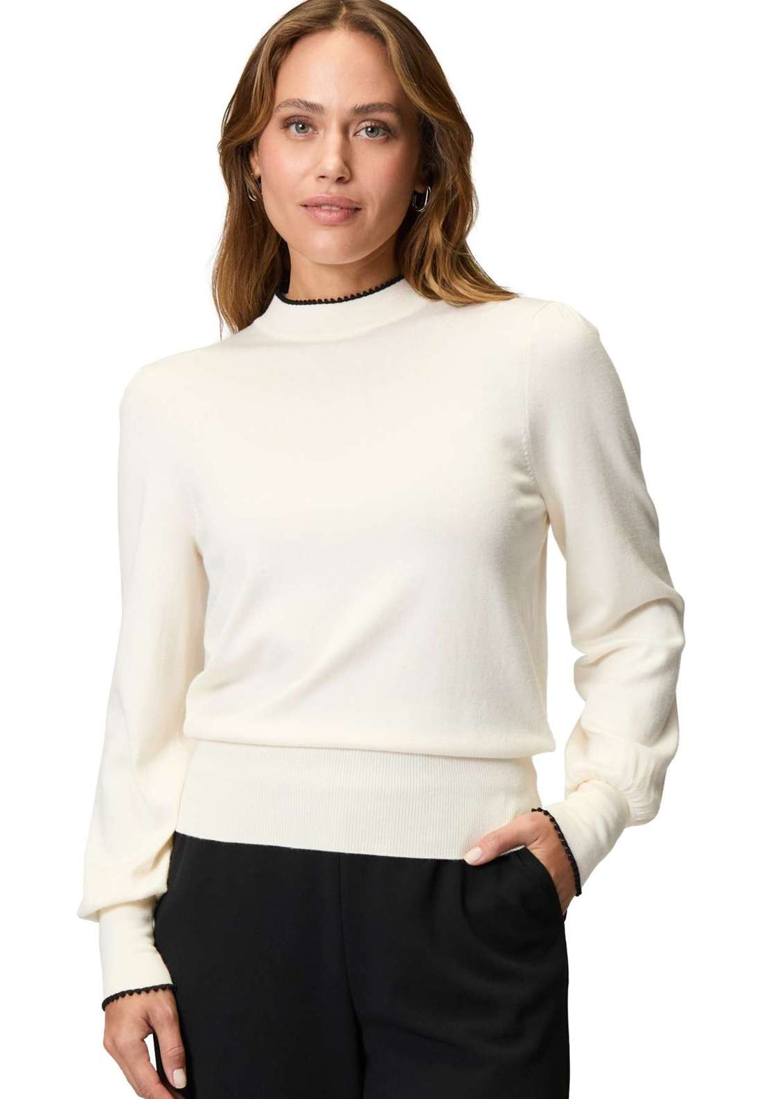 Вязаный свитер zero Pullover mit Kontrastpaspel