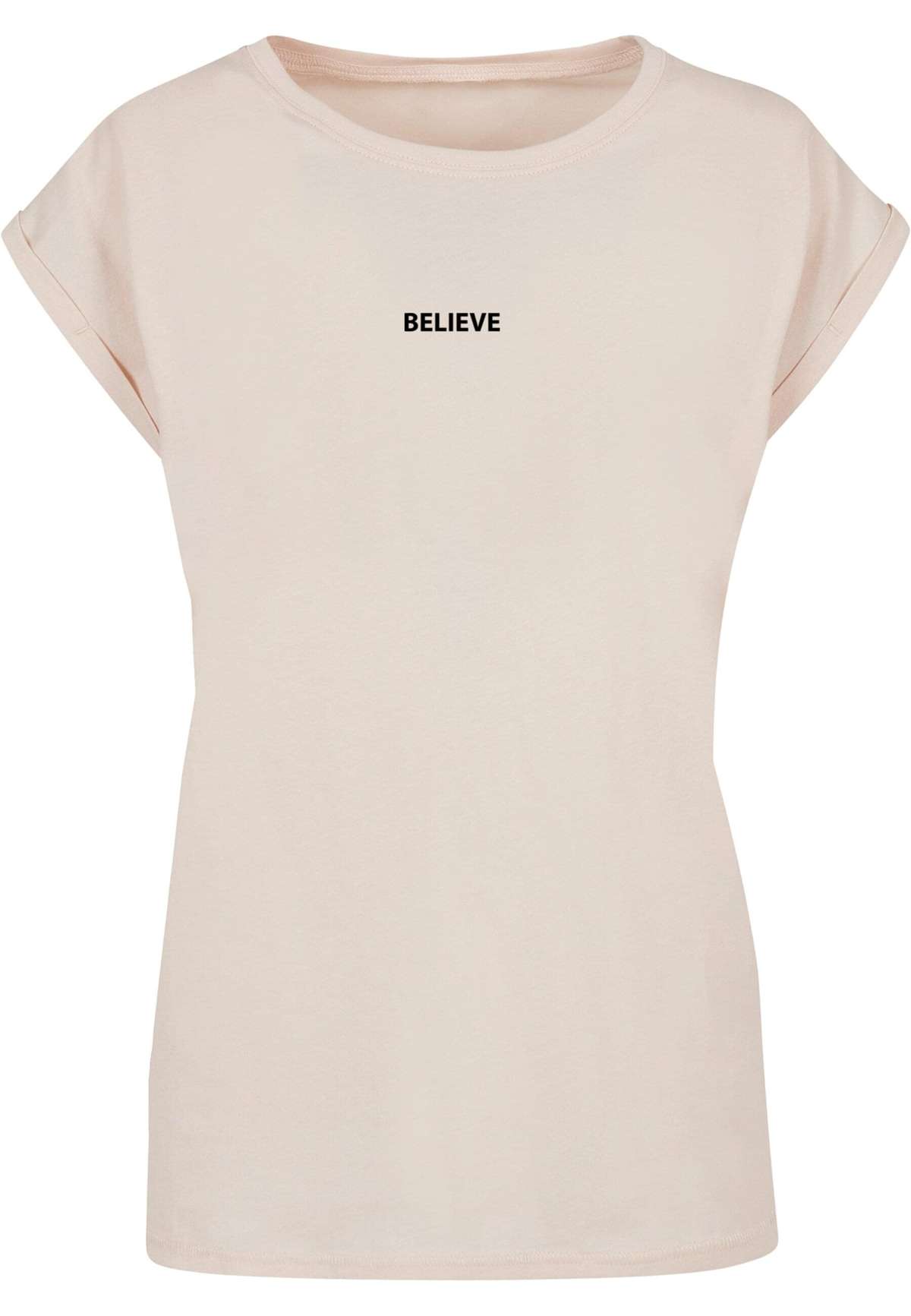 футболка Damen Ladies Believe Front Extended Shoulder Tee