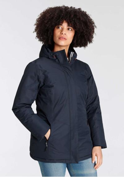 Зимняя куртка с капюшоном из водонепроницаемого материала с проклеенными швами.