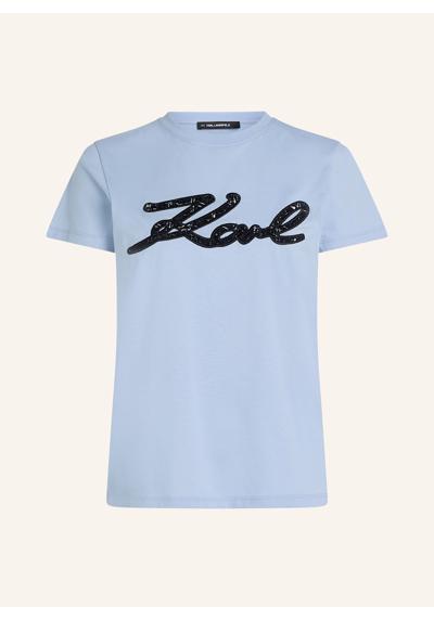 KARL-SIGNATUR-T-SHIRT MIT BOUCLÉ
