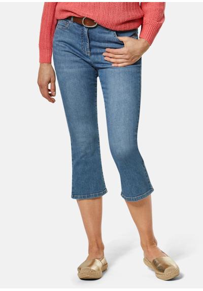 Укороченные джинсы с расклешенным подолом