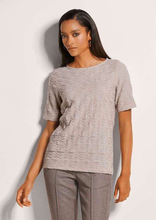 Рубашка с круглым вырезом и структурой