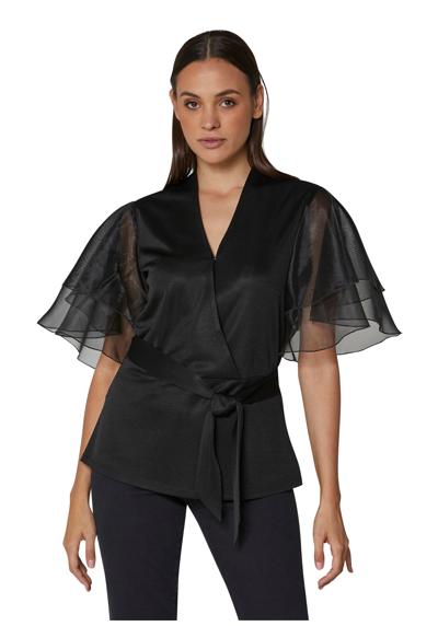 Блуза металлизированного цвета с прозрачными рукавами
