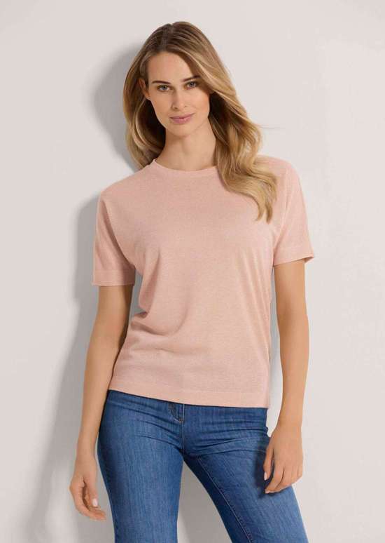 Рубашка с круглым вырезом и блестящим эффектом