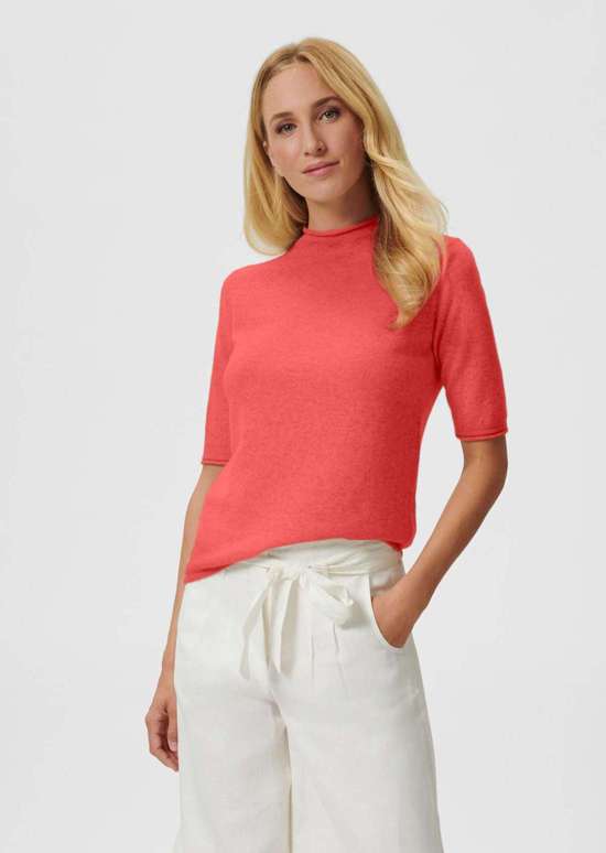 Кашемировый свитер с короткими рукавами