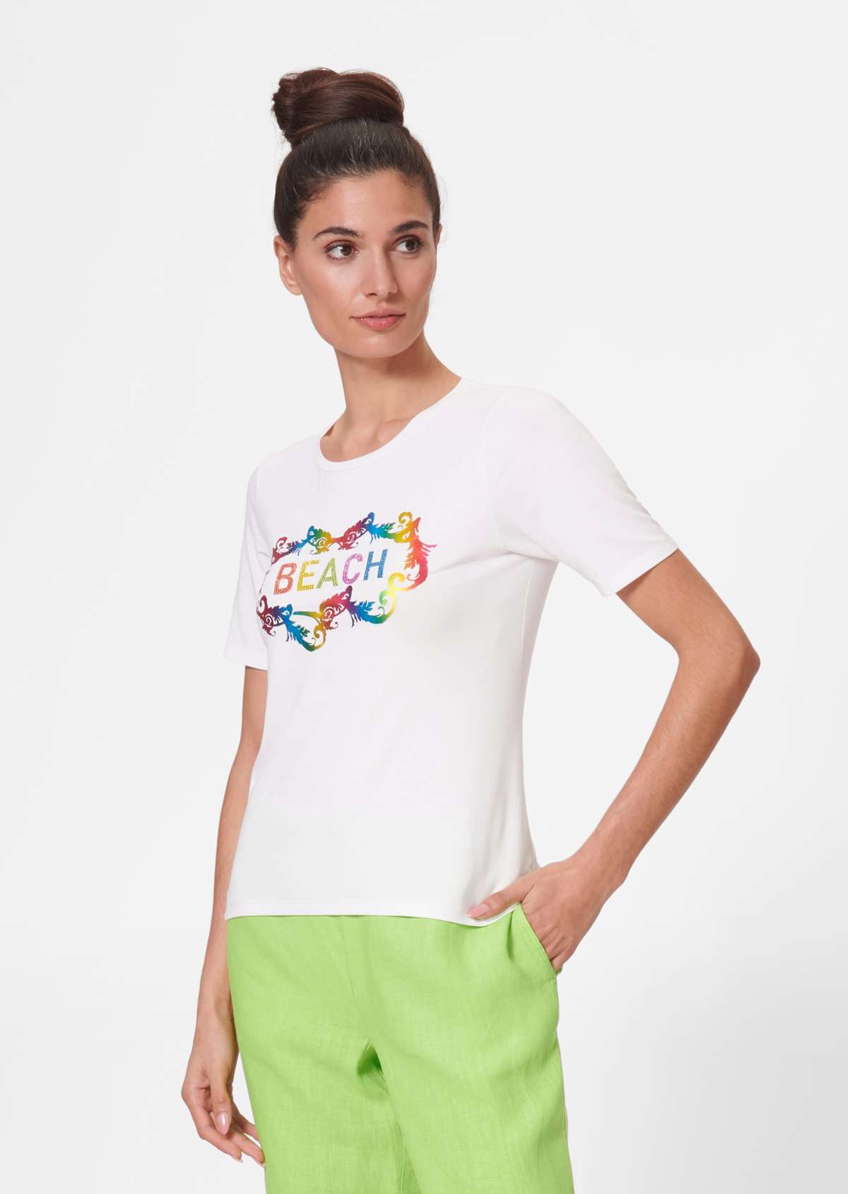 Рубашка с фольгированным принтом и декоративными пластинами