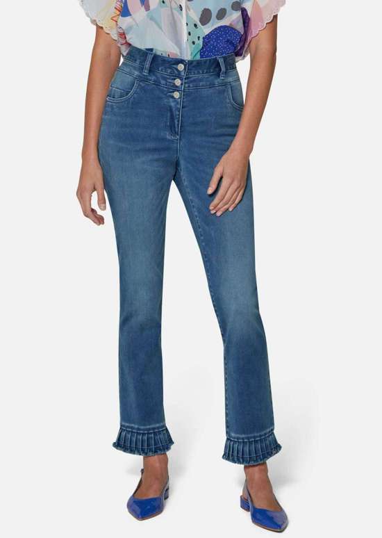 Джинсы со складками по краю