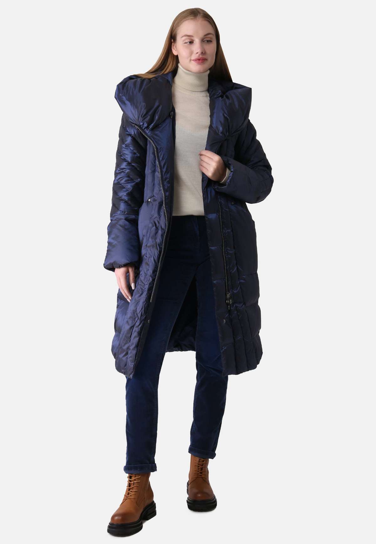 Стеганое пальто женское стеганое пальто с капюшоном асимметричное