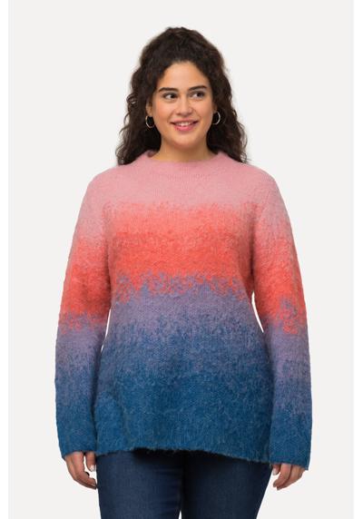 Вязаный свитер-пуловер градиентного цвета с воротником-стойкой и длинным рукавом