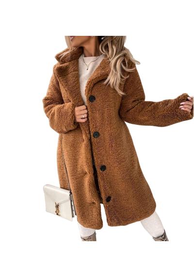 Зимнее пальто женское плюшевое пальто с открытыми лацканами длинный кардиган куртка зимнее женское плюшевое пальто