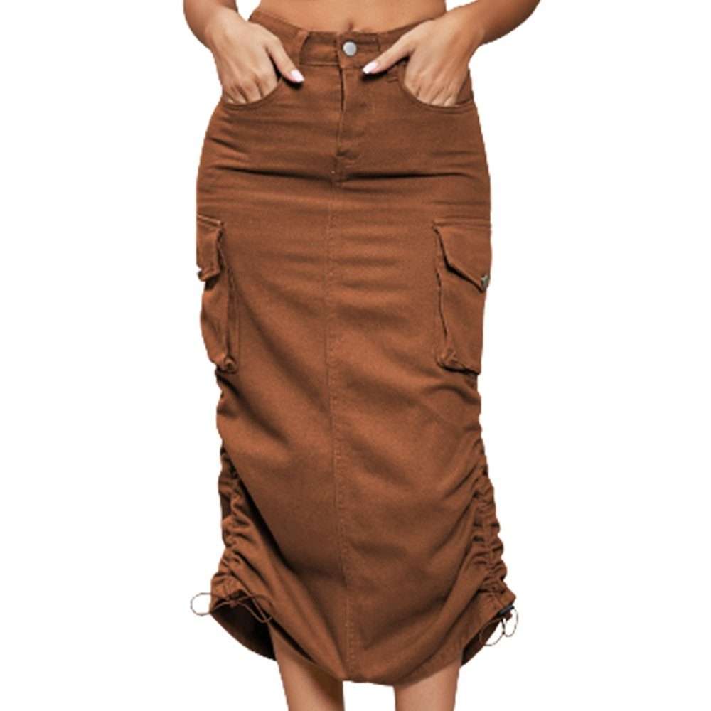 Юбка-карго женская юбка миди с регулируемыми завязками по бокам