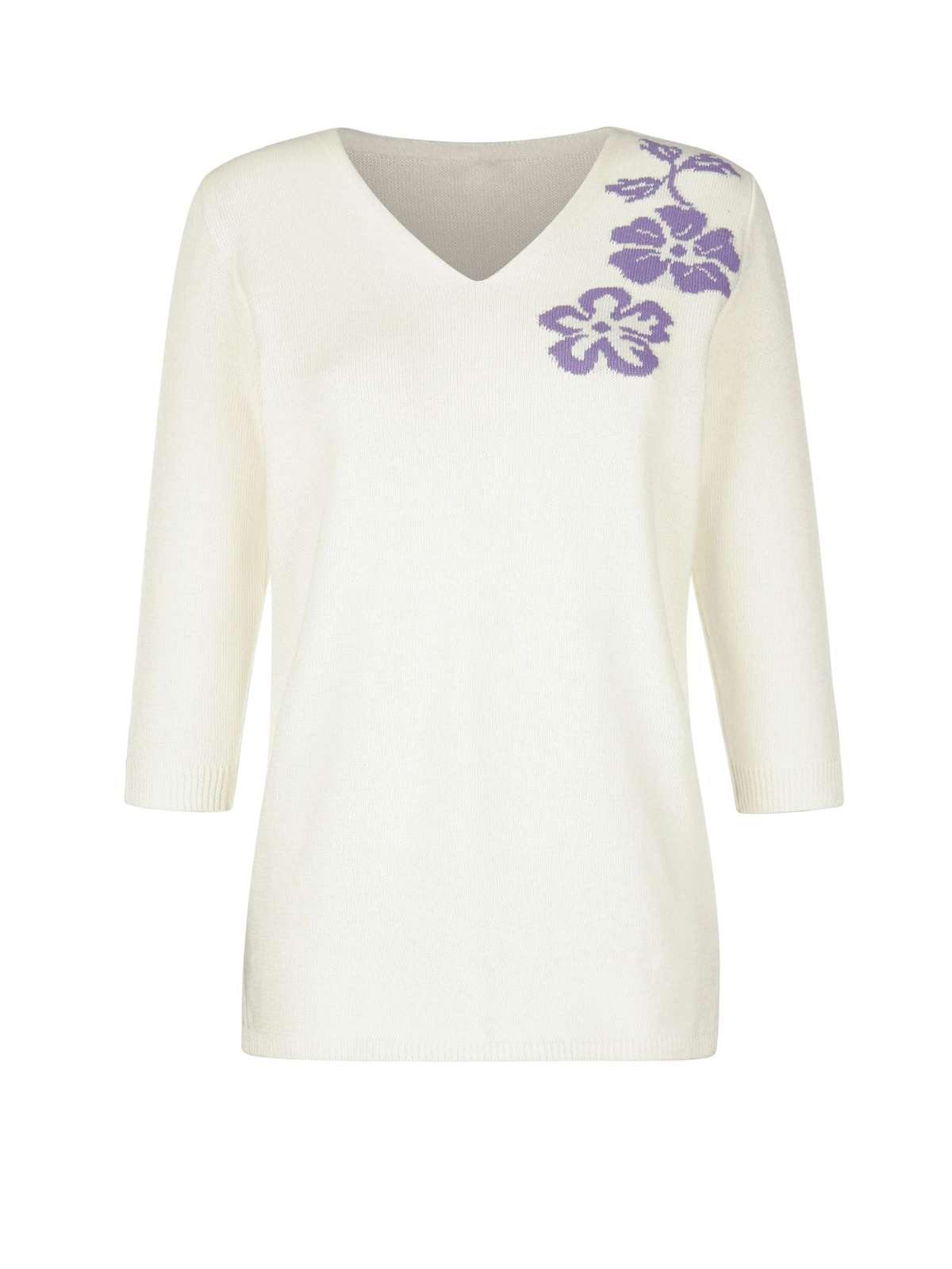 Пуловер-свитшот с цветочным вязаным мотивом