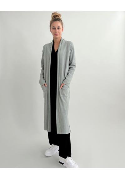Вязаное пальто длинное пальто или длинный кардиган из вискозы в рубчик с эластаном.