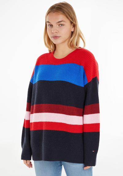 Вязаный свитер VIBRANT STRIPE C-NK SWEATER с узором в разноцветные блочные полосы