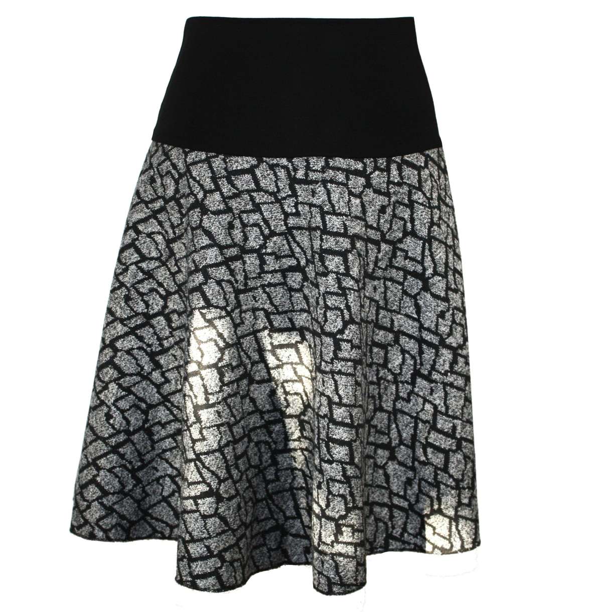Трикотажная юбка А-силуэта 57см черного цвета, цвета экрю, плотная вязка, эластичный пояс, эластичный пояс