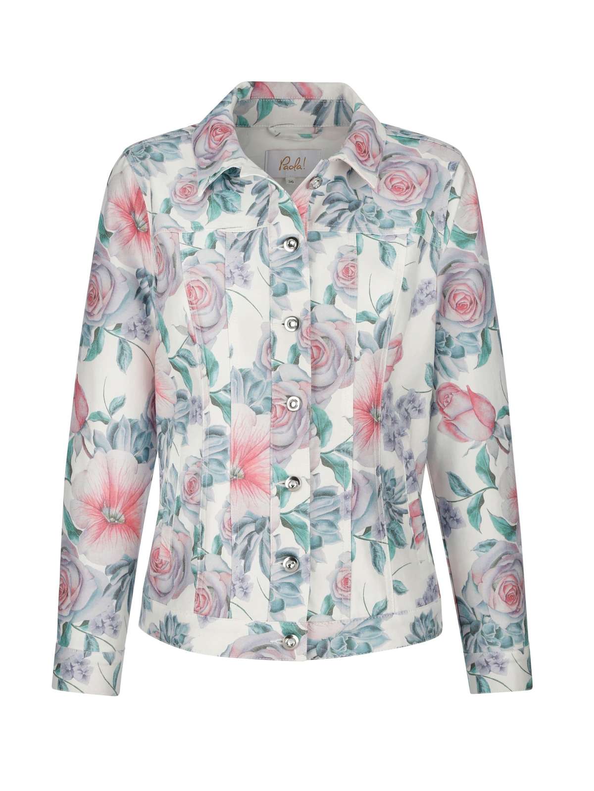 Джинсовая куртка-жакет с принтом роз